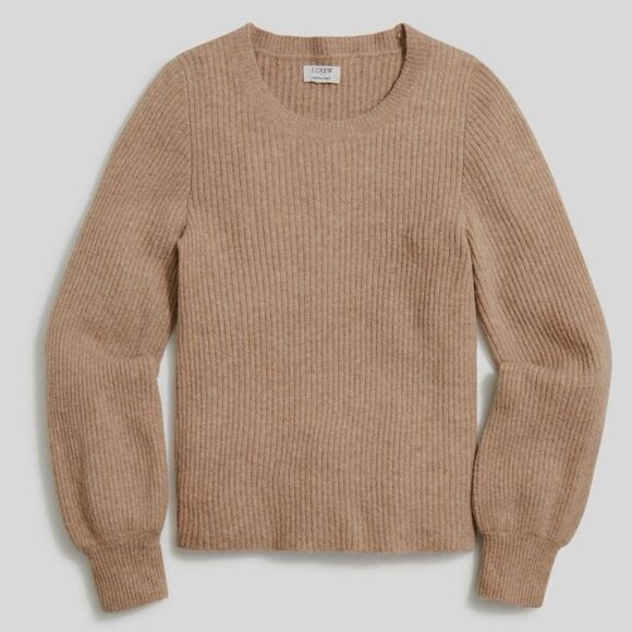 J. Crew Extra Soft Tan Ribbed Pull Over Sweater - Picture 1 of 4